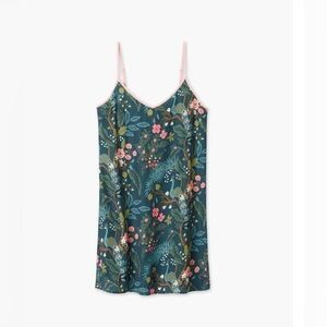 Rifle Paper Co. x Summersalt Emerald Peacock Cloud 9 Cami Slip Dress Size L NWT